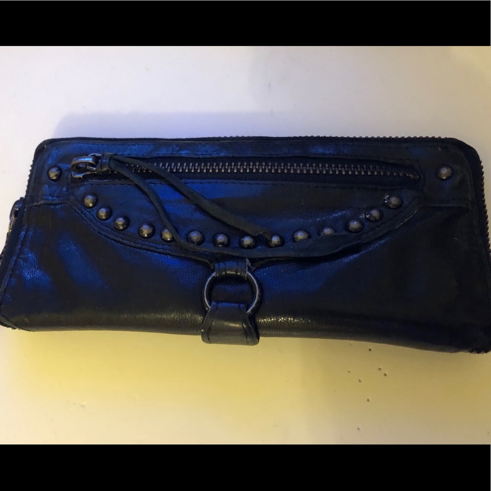 All-Saints Black Leather zip wallet